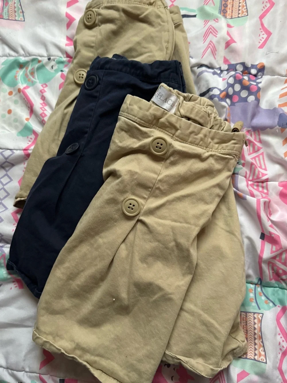 The Children's Place Khaki and Navy Pull-On Skorts - Button Detail bundle of 3!!